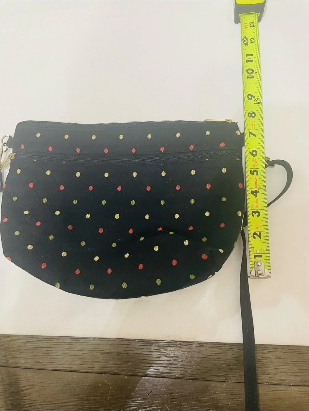 Danny K Black Polka Dot Crossbody Bag Multicolor Dot Adjustable Shoulder Purse